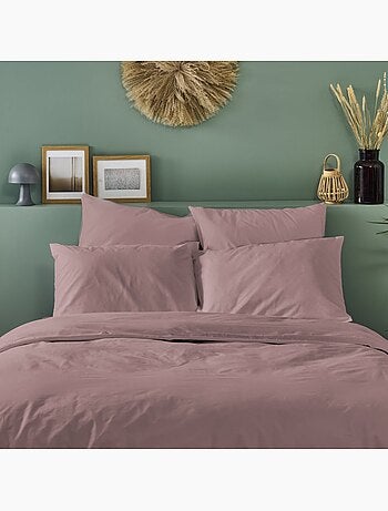 Bleu Câlin - Parure de lit unie Percale de coton 80 fils/cm²