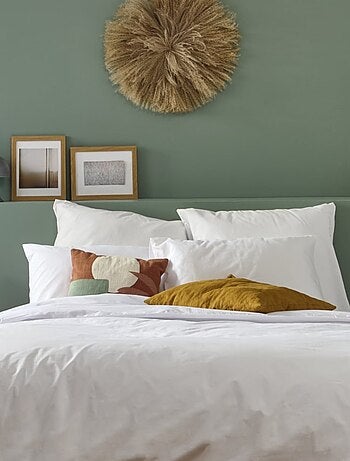 Bleu Câlin - Parure de lit unie Percale de coton 80 fils/cm²