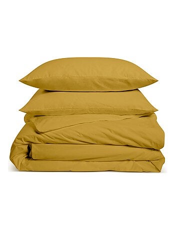 Bleu Câlin - Parure de lit unie Percale de coton 80 fils/cm²