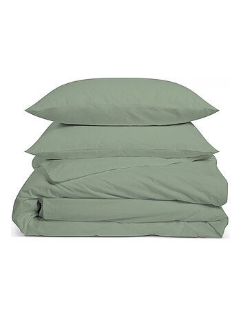 Bleu Câlin - Parure de lit unie Percale de coton 80 fils/cm²