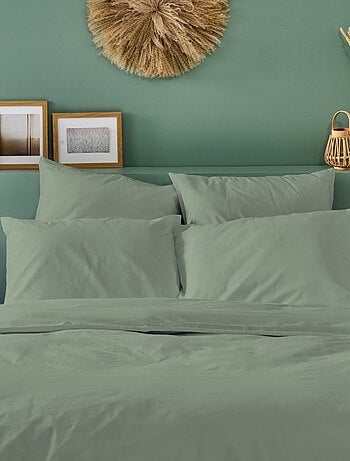 Bleu Câlin - Parure de lit unie Percale de coton 80 fils/cm²