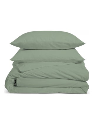 Bleu Câlin - Parure de lit unie Percale de coton 80 fils/cm²