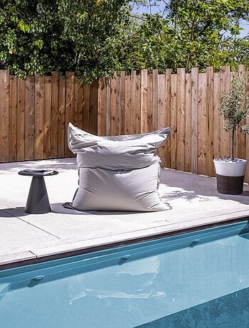 Bleu Câlin - Pouf géant XL d'extérieur résistant aux UV - Gris perle 130x165cm