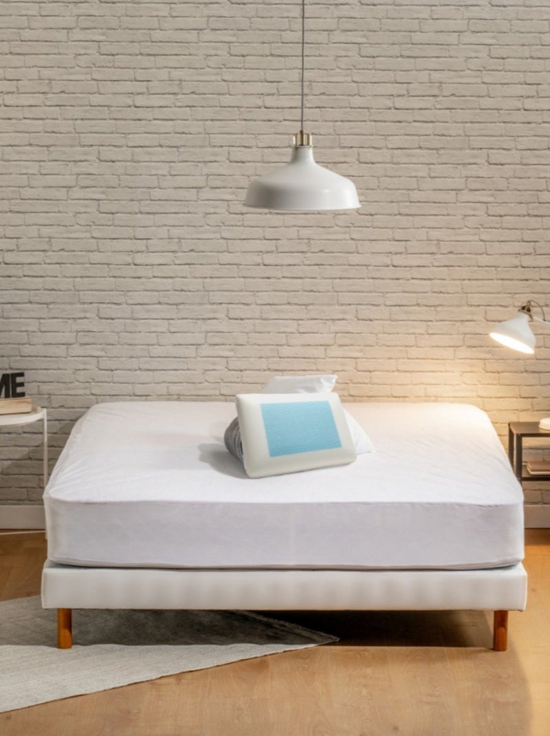 Bleu Câlin - Protège matelas lavable à 95°C forme drap housse Blanc - Kiabi