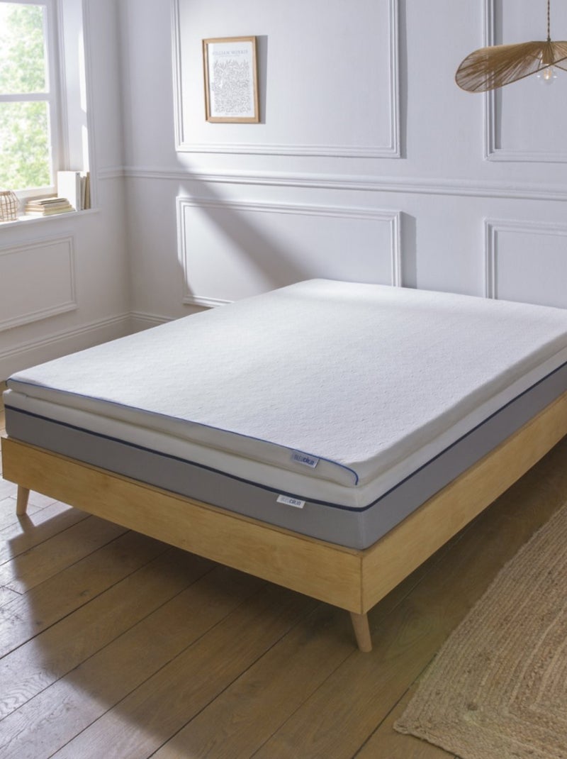 Bleu Câlin - Surmatelas Mémoire de forme 5cm - déhoussable et respirant Blanc - Kiabi