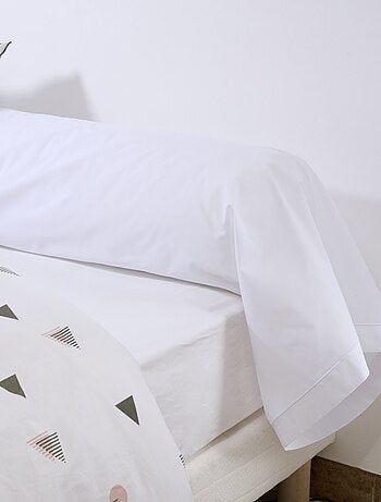 Bleu Câlin - Taie de traversin unie Percale de coton 80 fils/cm²