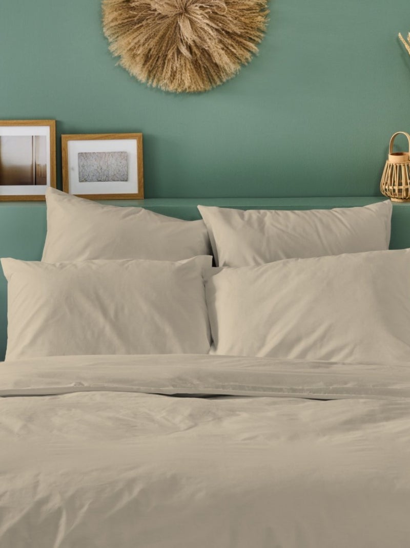 Bleu Câlin - Taie d'oreiller unie Percale de coton 80 fils/cm² Beige clair - Kiabi