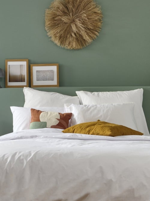Bleu Câlin - Taie d'oreiller unie Percale de coton 80 fils/cm² - Kiabi