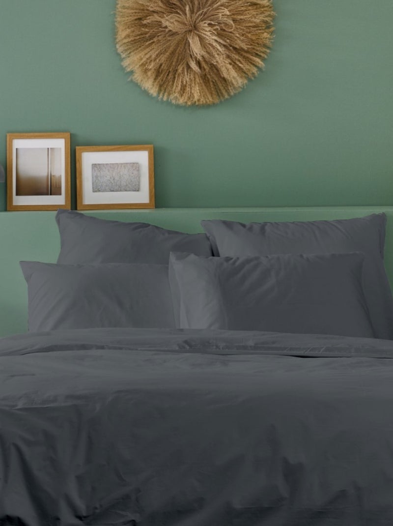 Bleu Câlin - Taie d'oreiller unie Percale de coton 80 fils/cm² gris anthracite - Kiabi