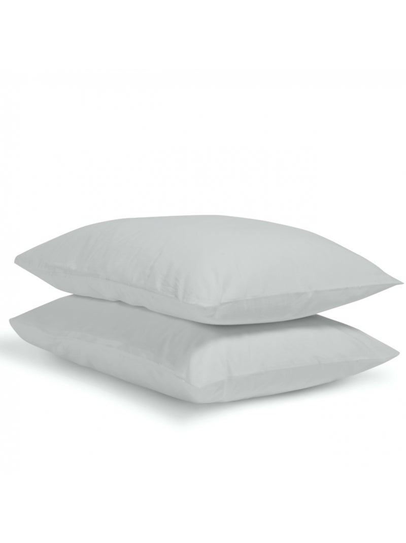 Bleu Câlin - Taie d'oreiller unie Percale de coton 80 fils/cm² Gris clair - Kiabi