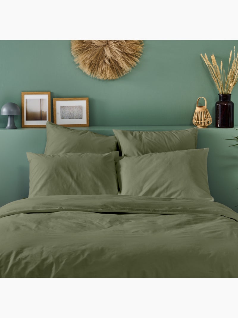 Bleu Câlin - Taie d'oreiller unie Percale de coton 80 fils/cm² Kaki - Kiabi