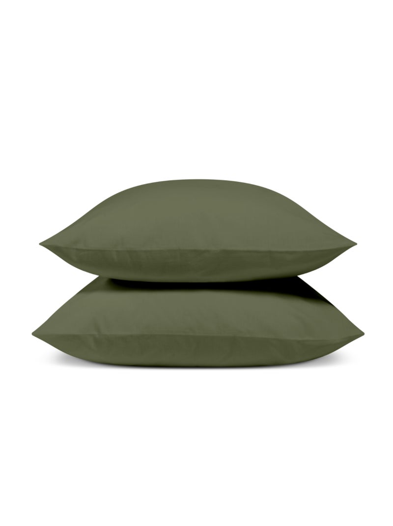 Bleu Câlin - Taie d'oreiller unie Percale de coton 80 fils/cm² Kaki - Kiabi