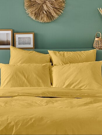 Bleu Câlin - Taie d'oreiller unie Percale de coton 80 fils/cm²