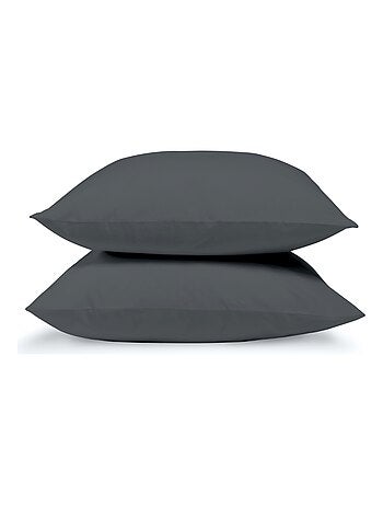 Bleu Câlin - Taie d'oreiller unie Percale de coton 80 fils/cm²