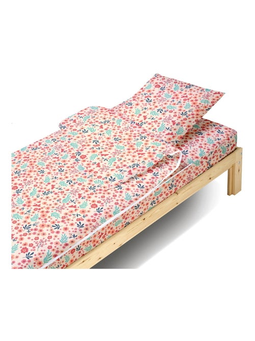 Bleu Câlin Caradou® Fleurs Parure de Lit Enfant : Couchage Tout-en-Un avec Couette - 90x190cm - Kiabi