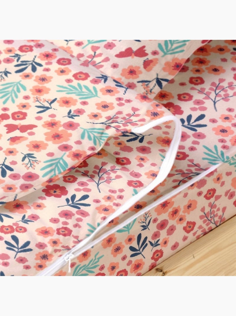 Bleu Câlin Caradou® Fleurs Parure de Lit Enfant : Couchage Tout-en-Un avec Couette - 90x190cm Rose - Kiabi