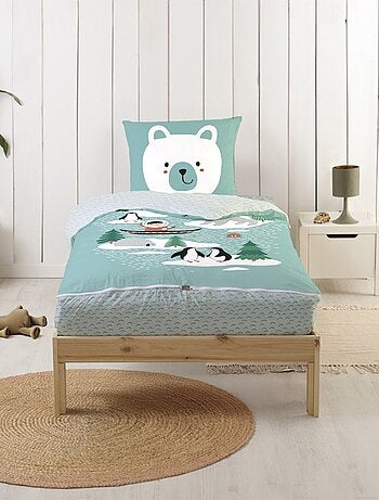 Bleu Câlin Caradou® Igloo Parure de Lit Enfant : Couchage Tout-en-Un avec Couette - 90x190cm