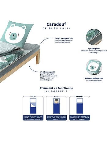 Bleu Câlin Caradou® Igloo Parure de Lit Enfant : Couchage Tout-en-Un avec Couette - 90x190cm