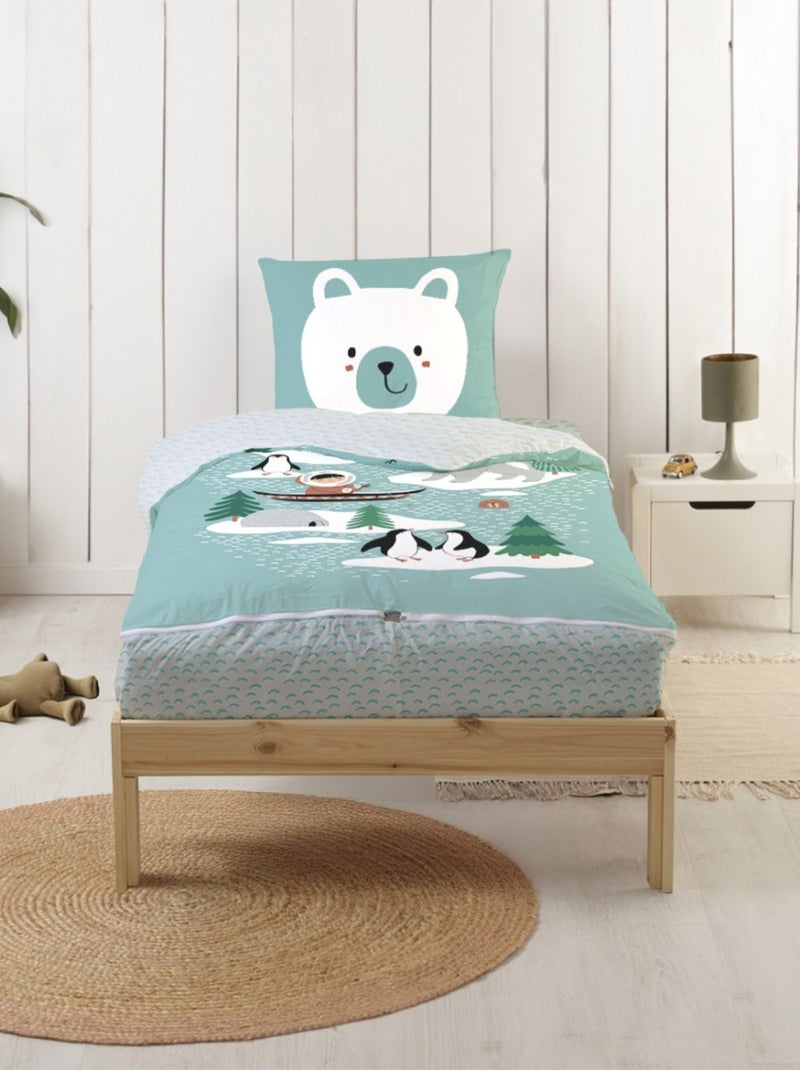 Bleu Câlin Caradou® Igloo Parure de Lit Enfant : Couchage Tout-en-Un avec Couette - 90x190cm Vert d'eau - Kiabi
