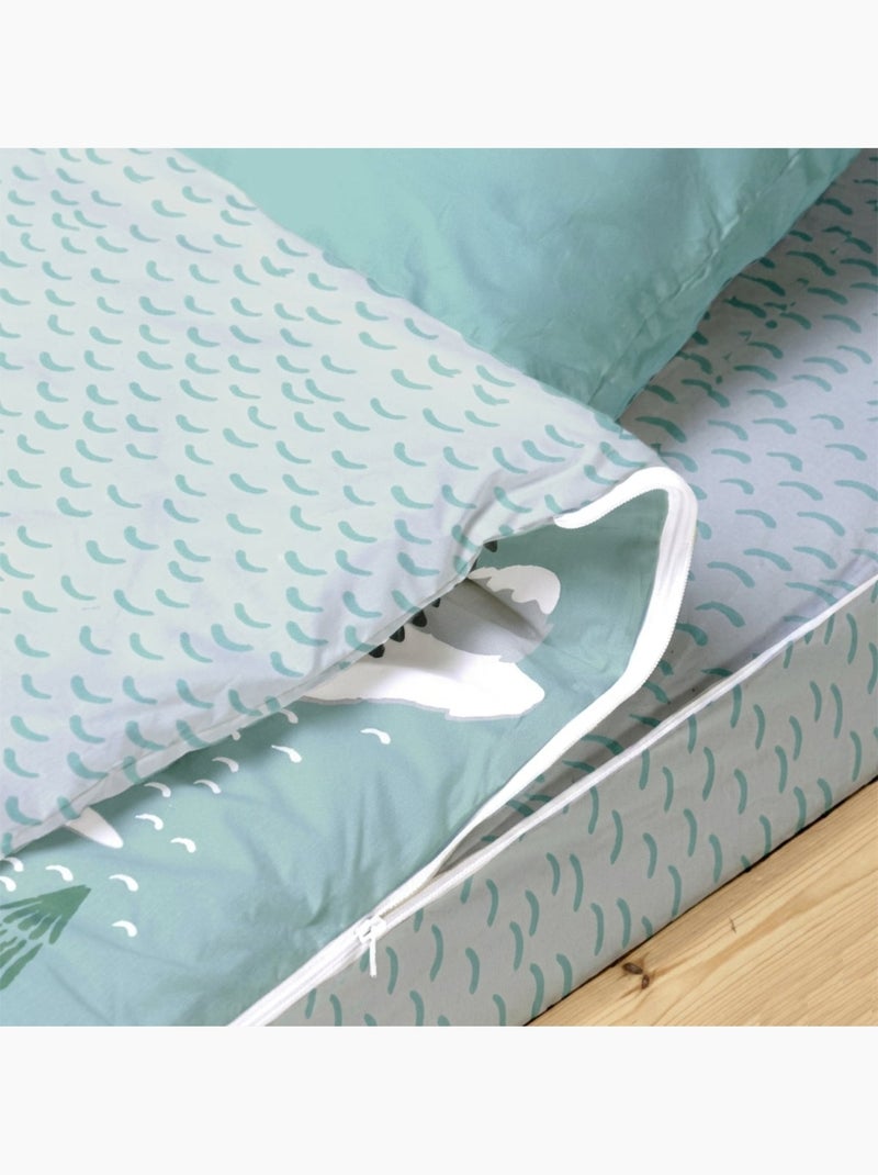 Bleu Câlin Caradou® Igloo Parure de Lit Enfant : Couchage Tout-en-Un avec Couette - 90x190cm Vert d'eau - Kiabi