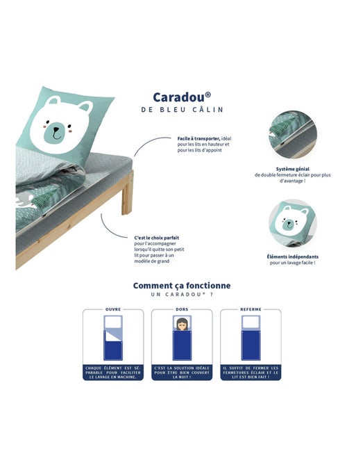 Bleu Câlin Caradou® Igloo Parure de Lit Enfant : Couchage Tout-en-Un avec Couette - 90x190cm - Kiabi