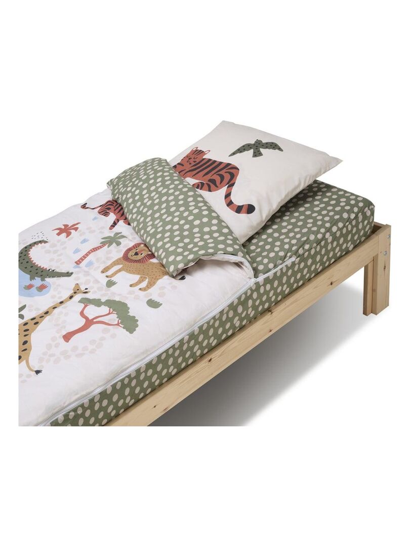 Caradou® Parure de lit enfant 90x190cm avec couette Jungle - BLEU CALIN