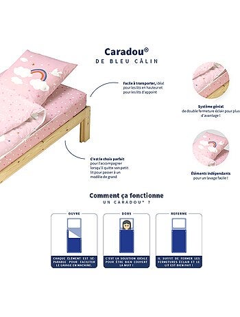 Bleu Câlin Caradou® Licorne Parure de Lit Enfant : Couchage Tout-en-Un avec Couette - 90x190cm