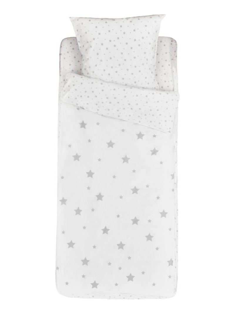 Bleu Câlin Caradou® Mixte Etoiles Parure de Lit Enfant : Couchage Tout-en-Un avec Couette - 90x190cm Blanc Gris - Kiabi