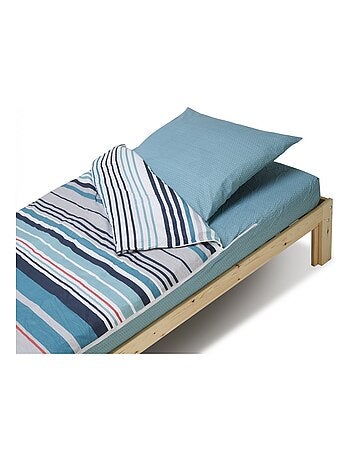 Bleu Câlin Caradou® Ritmo Parure de Lit Enfant : Couchage Tout-en-Un avec Couette - 90x190cm
