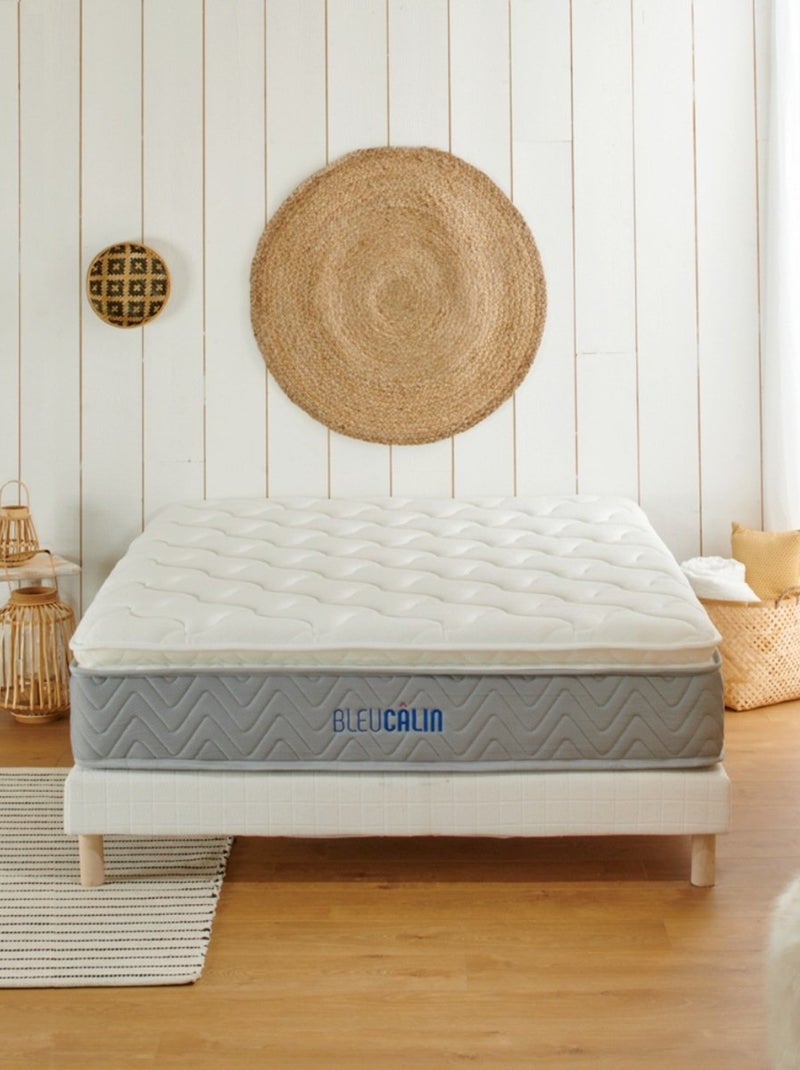 Bleu Câlin Matelas ressorts ensachés, mousse mémoire de forme et 7 zones de confort L'Ideal Premium Blanc - Kiabi