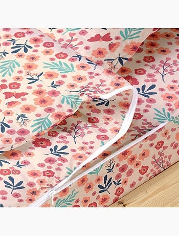 Bleu Câlin Rechange Caradou® Fleurs Parure de Lit Enfant - Sans Couette - 90x190cm