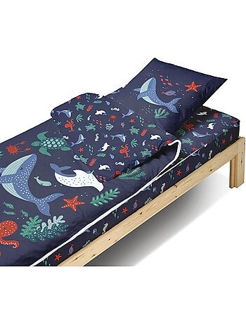 Bleu Câlin Rechange Caradou® Océan Parure de Lit Enfant - Sans Couette - 90x190cm
