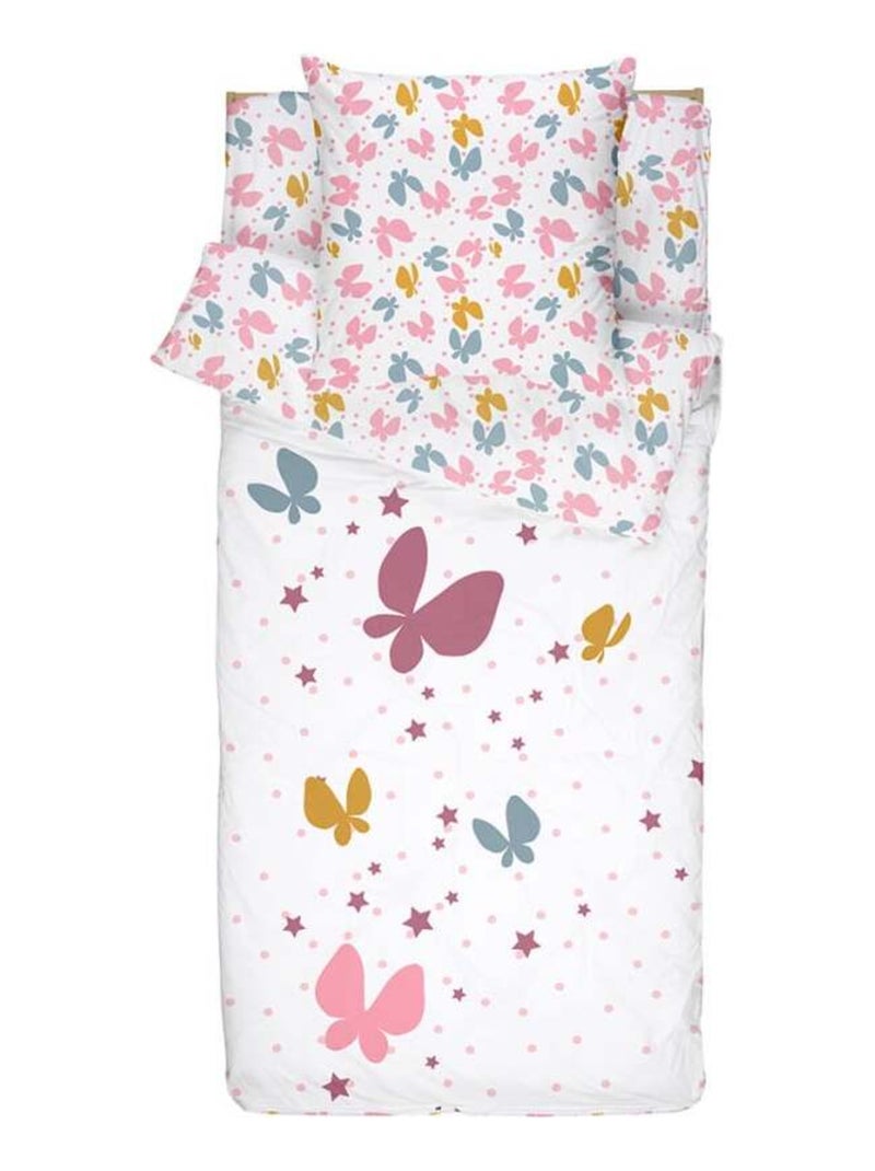 Bleu Câlin Rechange Caradou® Papillons Parure de Lit Enfant - Spécial Lit Évolutif - 90x140cm Blanc Rose - Kiabi