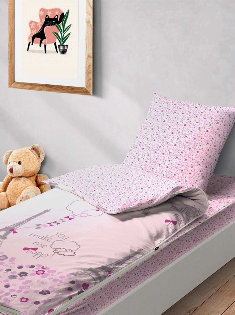 Bleu Câlin Rechange Caradou Tour Eiffel Parure de Lit Enfant - Sans Couette - 90x190cm Rose - Kiabi