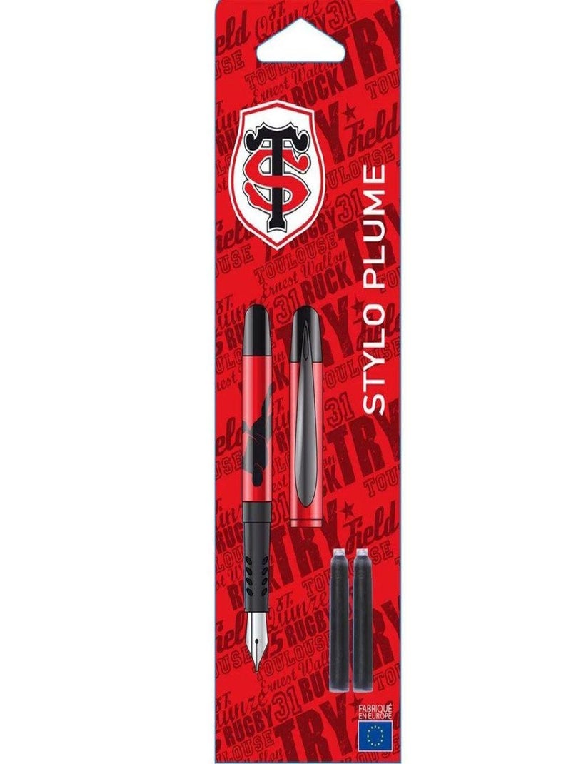 Blister Stylo plume avec 2 cartouches Stade Toulousain Rouge - Kiabi