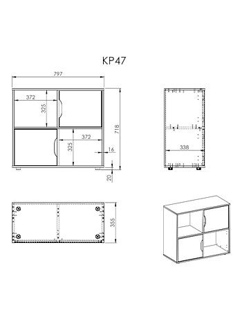 Bloc de rangement 4 casiers effet bois ARTHUR