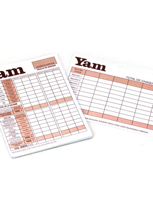 Bloc de score du jeu Yam - Kiabi