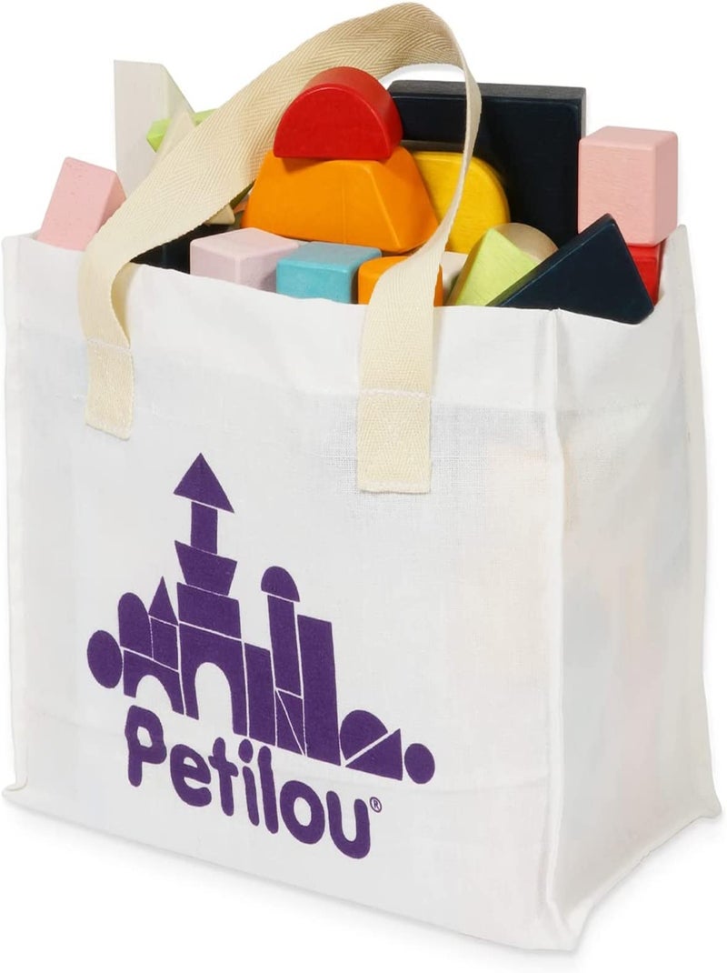 Blocs construction en bois et sac en tissu Beige - Kiabi