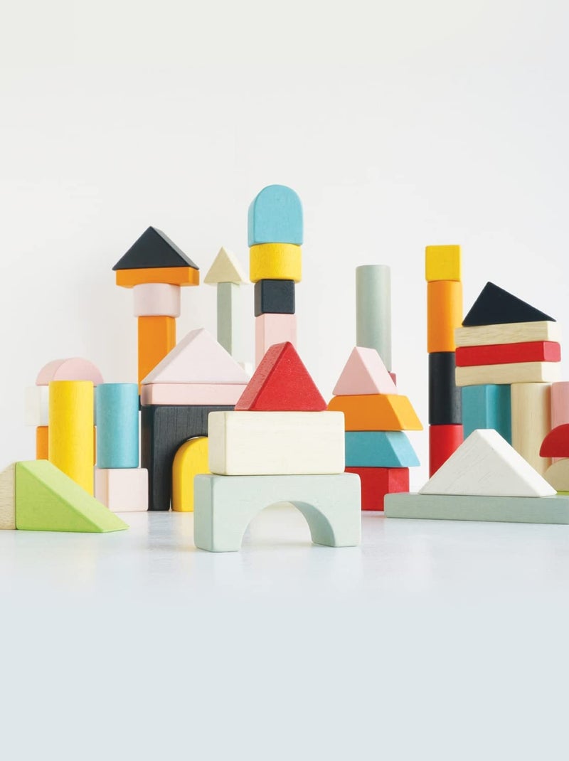 Blocs construction en bois et sac en tissu Beige - Kiabi