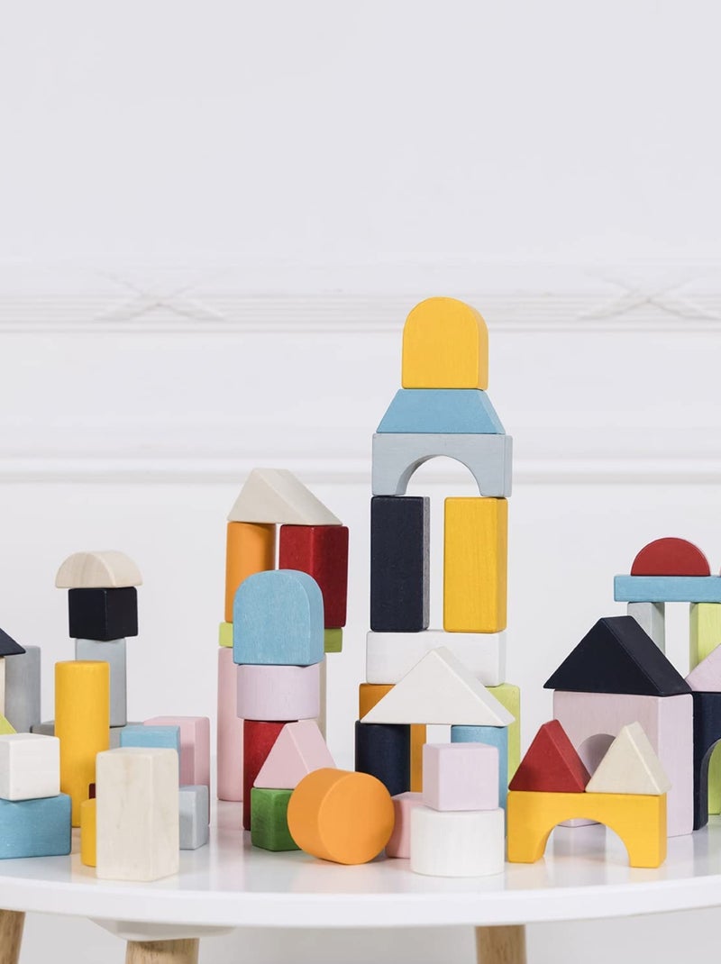 Blocs construction en bois et sac en tissu Beige - Kiabi