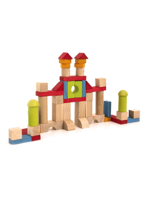 Blocs de construction : 52 pièces en bois - Kiabi