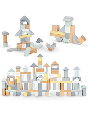 Blocs de construction bois enfant 100 pieces jouet apprentissage mamabrum