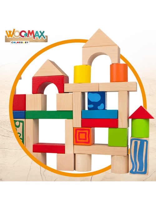 Blocs de construction en bois 50 pièces woomax - Kiabi