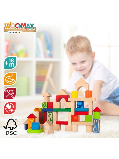 Blocs de construction en bois 50 pièces woomax - Kiabi