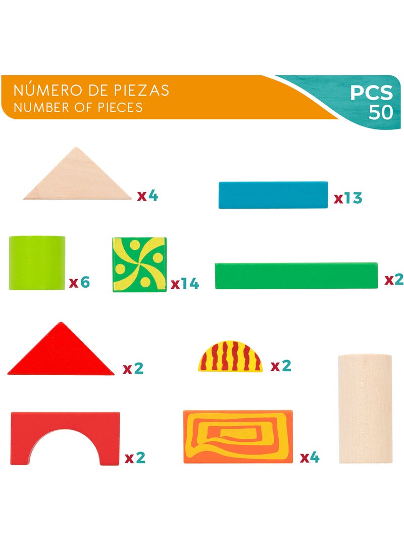 Blocs de construction en bois 50 pièces woomax N/A - Kiabi