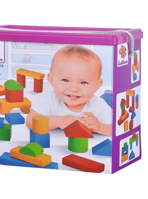 Blocs de construction en bois colorés bébé - Kiabi