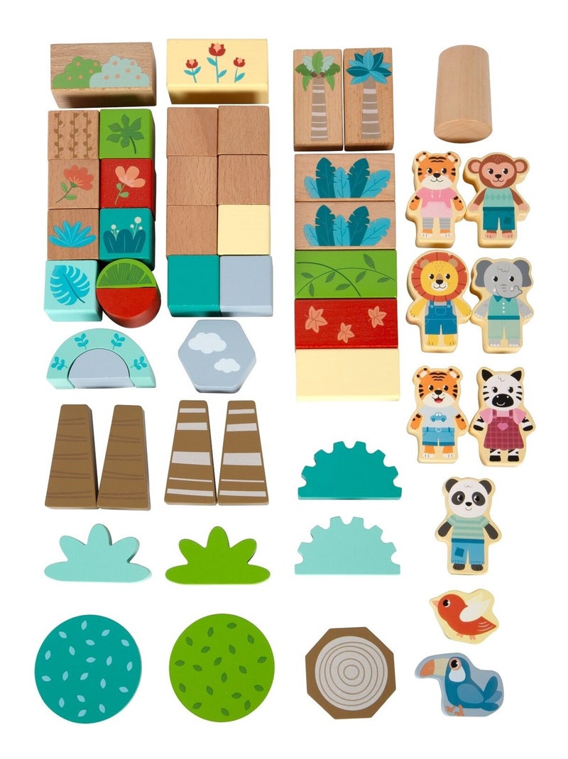 Blocs de construction en bois Jungle Friends Beige - Kiabi
