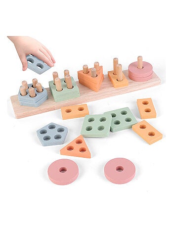 Blocs en bois à empiler - Jeu d'éveil | SUPERBE BEBE