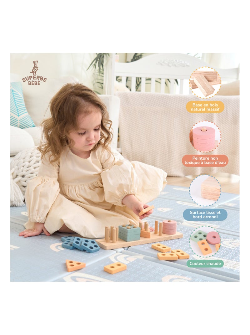 Blocs en bois à empiler - Jeu d'éveil | SUPERBE BEBE N/A - Kiabi