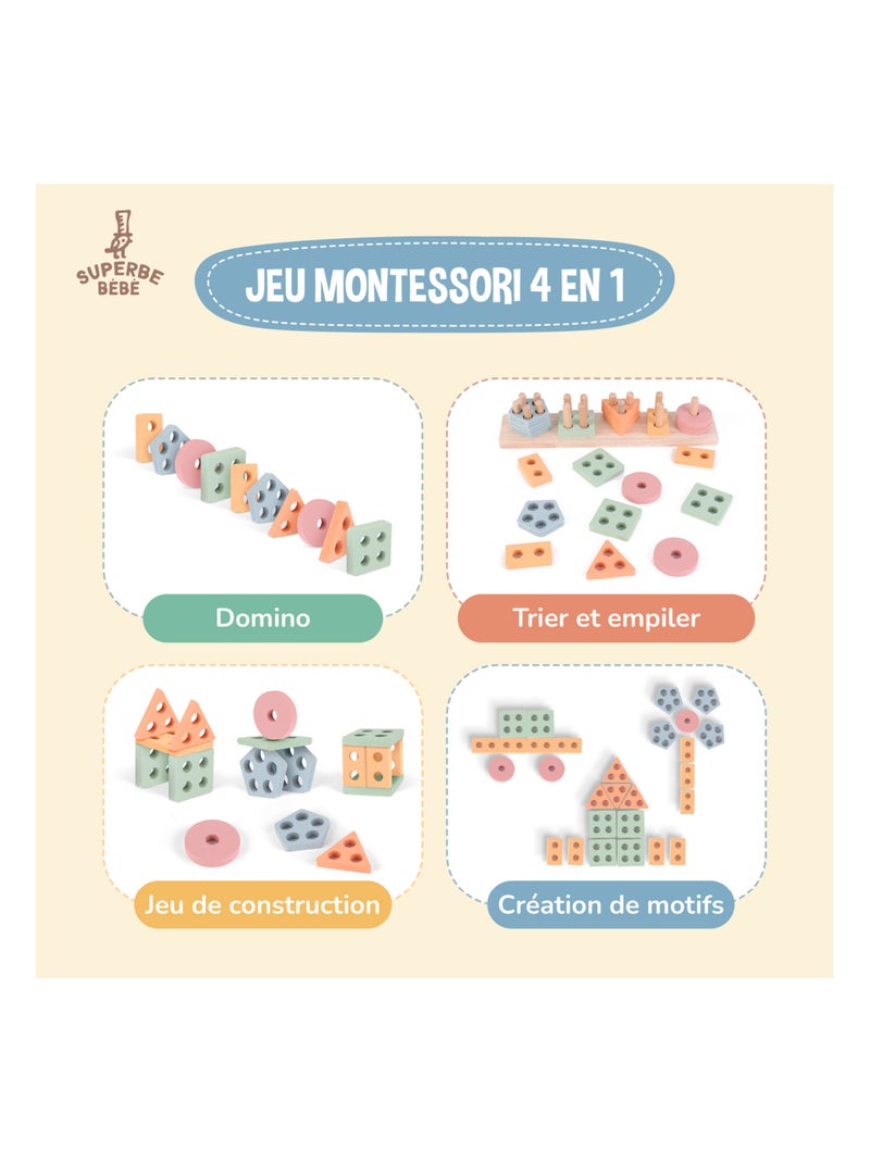 Blocs en bois à empiler - Jeu d'éveil | SUPERBE BEBE N/A - Kiabi